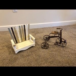 Old time Tricycle and bench in perfect condition